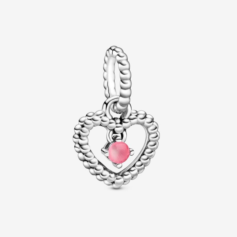 October Petal Pink Beaded Heart Dangle Charm 798854C09