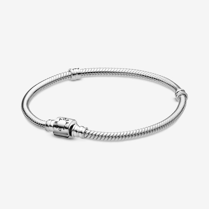 Pandora Moments Barrel Clasp Snake Chain Bracelet Sterling silver 598816C00