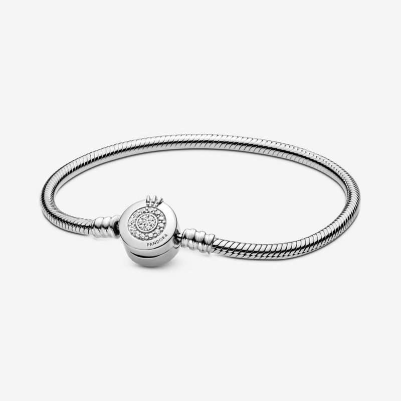 Pandora Moments Sparkling Crown O Snake Chain Bracelet Sterling silver 599046C01