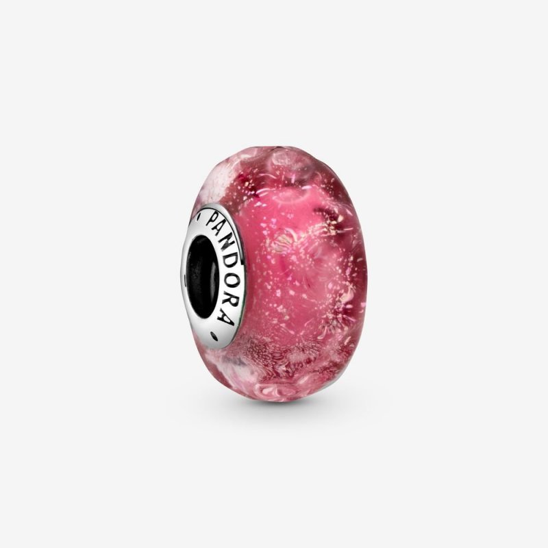 Wavy Fancy Pink Murano Glass Charm 798872C00